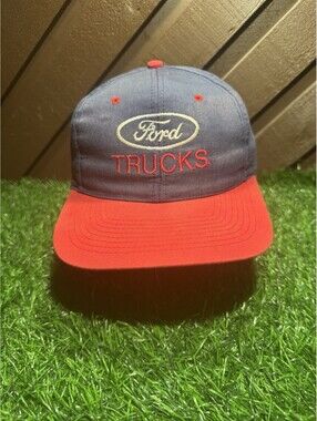 Vintage Ford Trucks Hat Nissin Cap Snapback Two Tone Navy Blue Red Embroidered
